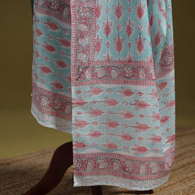 Hand cotton sanganeri floral dupatta 27 - handcrafted