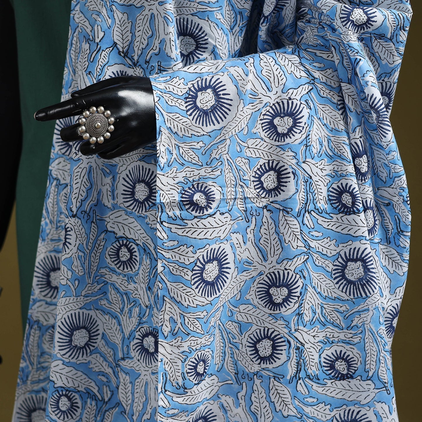 Hand cotton sanganeri floral dupatta 30 - handcrafted