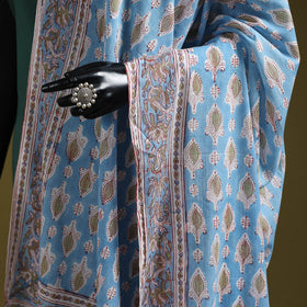 Hand cotton sanganeri floral dupatta 35 - handcrafted