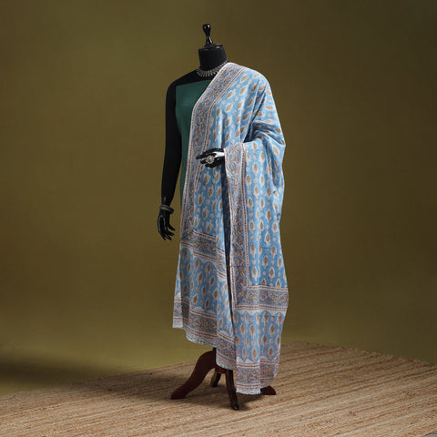 Hand cotton sanganeri floral dupatta 35 - handcrafted