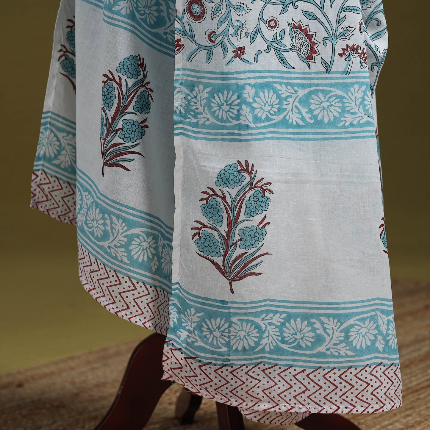 Hand cotton sanganeri floral dupatta 36 - handcrafted
