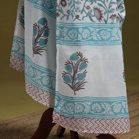 Hand cotton sanganeri floral dupatta 36 - handcrafted