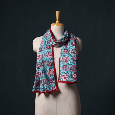 Hand block print cotton sanganeri stole 02 - handcrafted