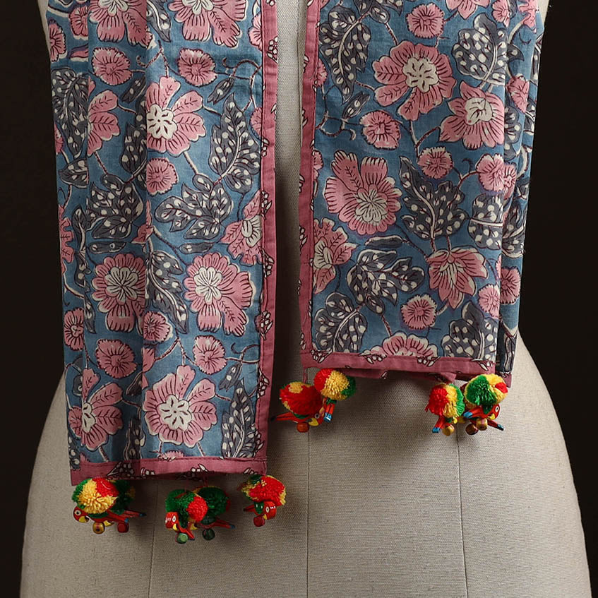 Hand cotton sanganeri stole 05 - handcrafted