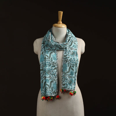 Hand cotton sanganeri stole 08 - handcrafted