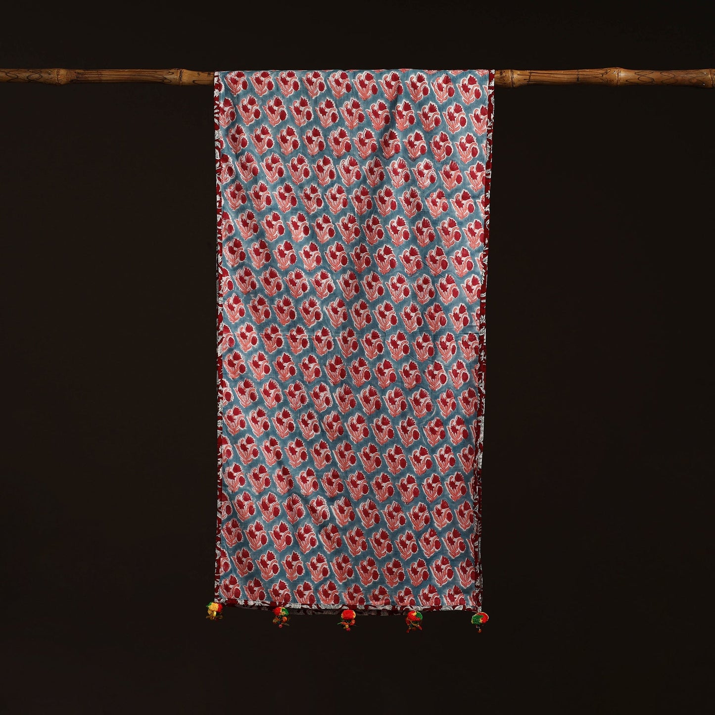 Hand cotton sanganeri stole 09 - handcrafted