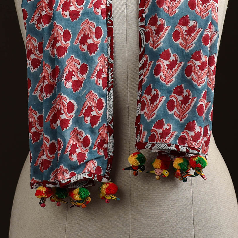 Hand cotton sanganeri stole 09 - handcrafted