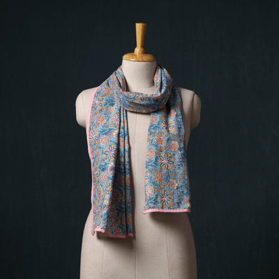 Hand block print cotton sanganeri stole 17 - handcrafted
