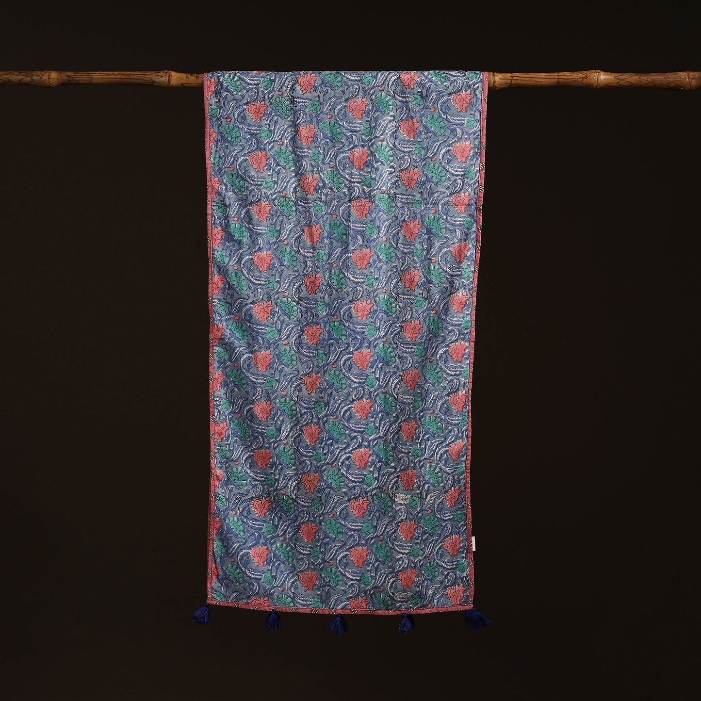 Hand cotton sanganeri stole 22 - handcrafted