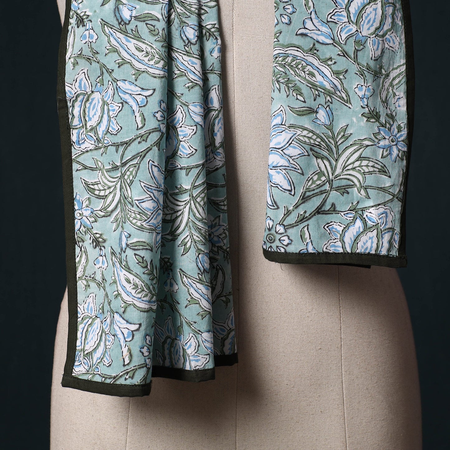 Hand block print cotton sanganeri stole 23 - handcrafted