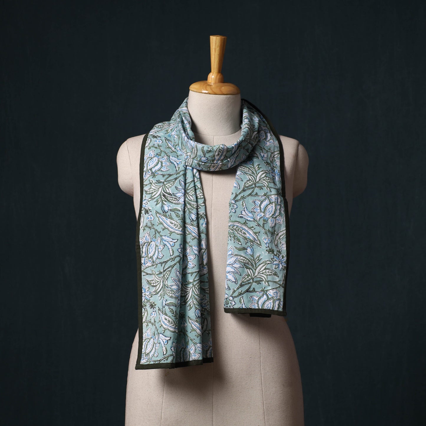 Hand block print cotton sanganeri stole 23 - handcrafted