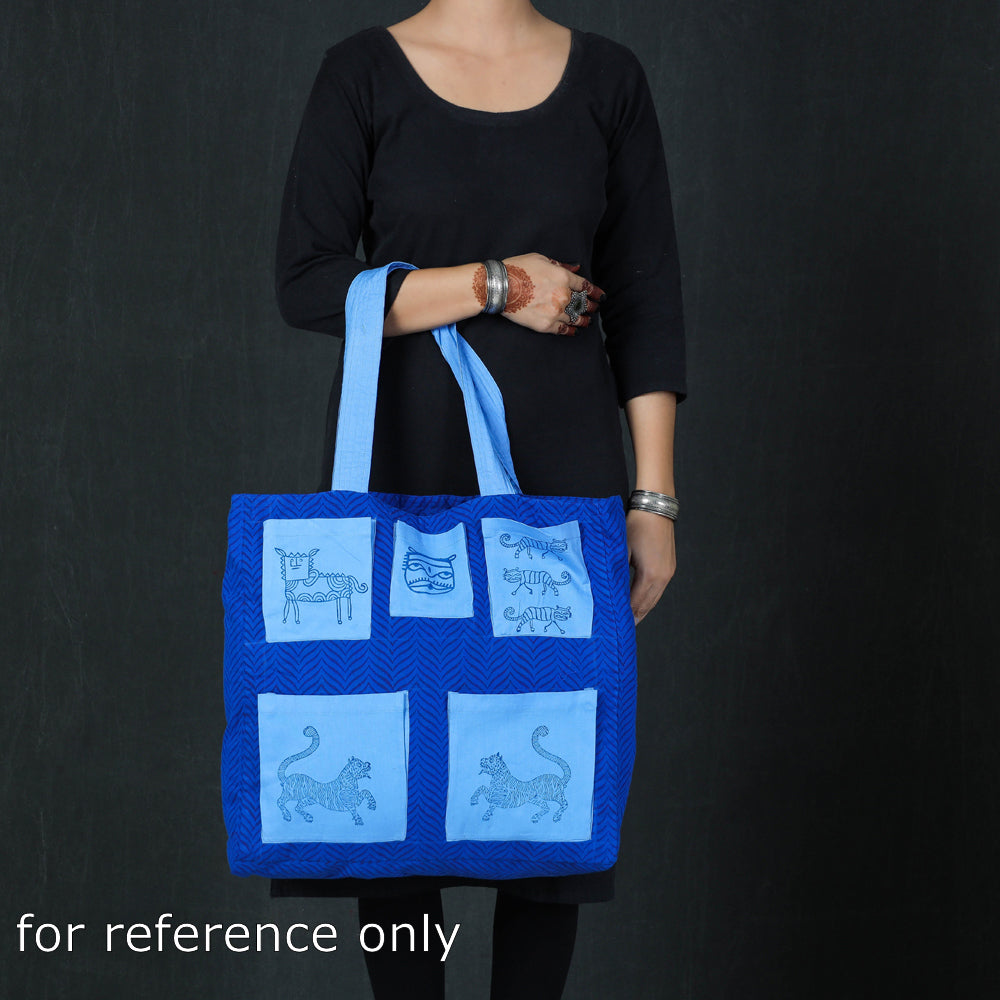 Blue Hand Block Print Cotton Shoulder Bag