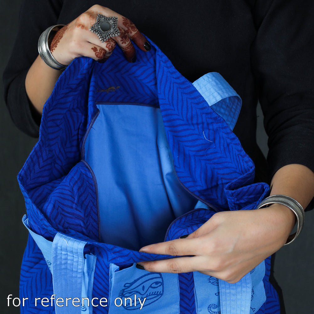 Blue Hand Block Print Cotton Shoulder Bag