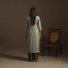 Hand cotton straight sanganeri kurta for women 06