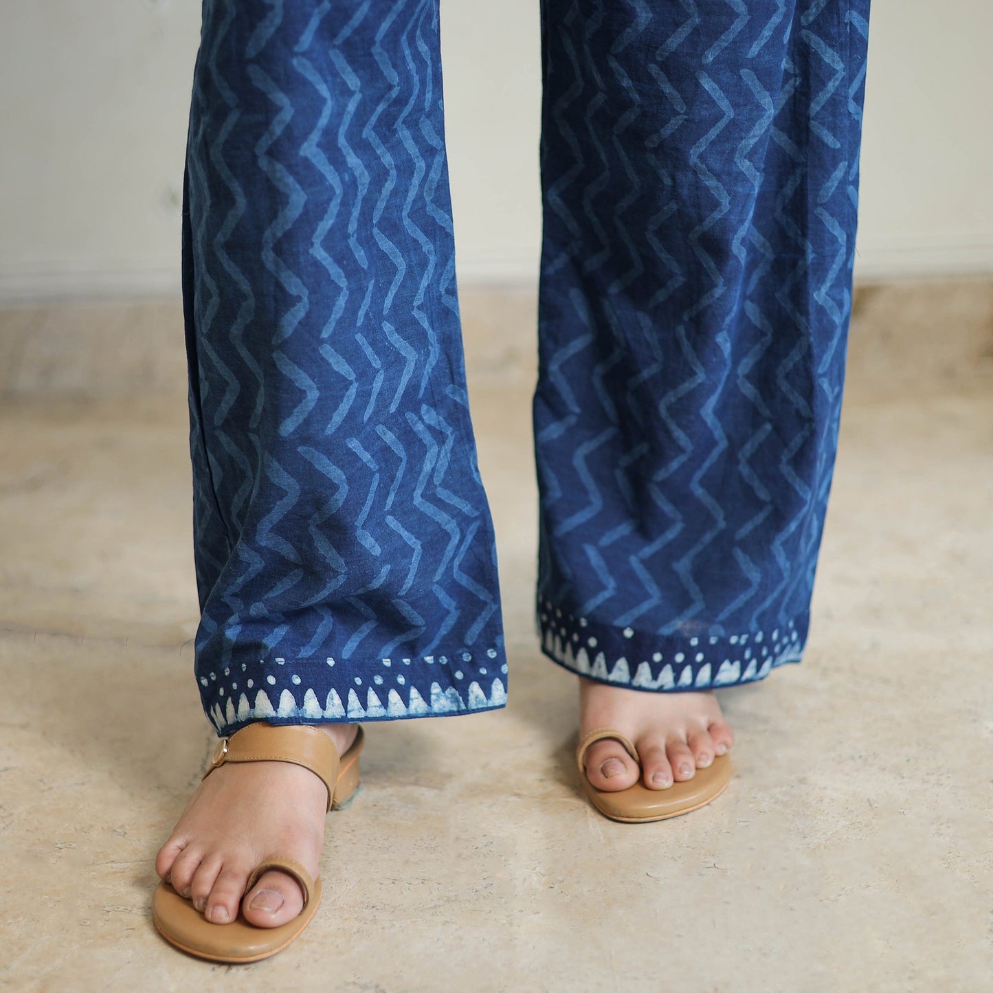 Buy Indigo Bagru Hand Block Print Kurta, Palazzo & Dupatta Set 