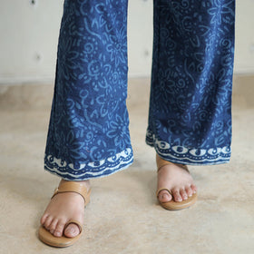 Buy Indigo Bagru Hand Block Print Kurta, Palazzo & Dupatta Set 