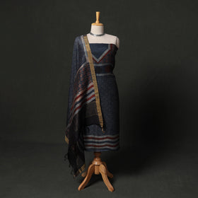 Hand block print linen silk natural dyed ajrakh 2pc