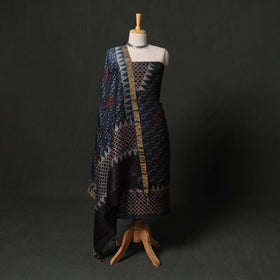 Hand block print linen silk natural dyed ajrakh 2pc