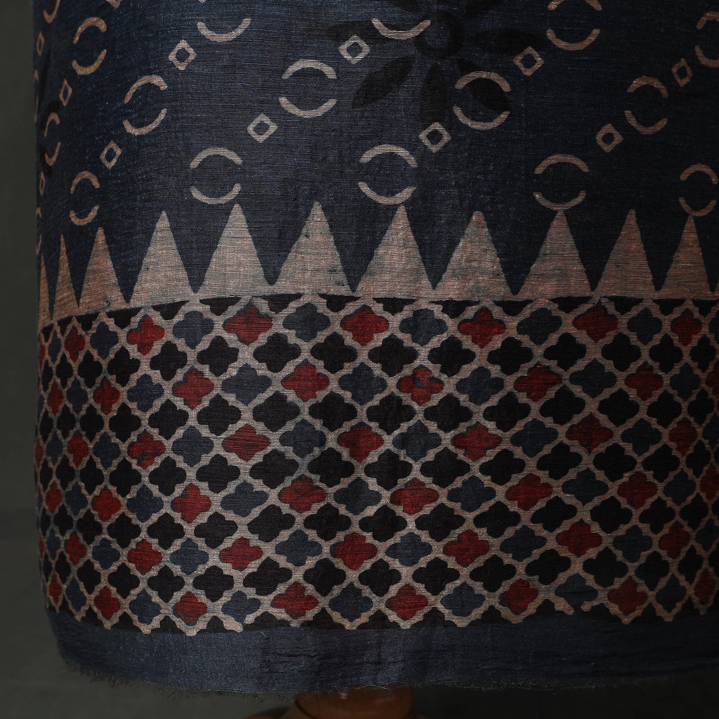 Hand block print linen silk natural dyed ajrakh 2pc
