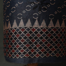 Hand block print linen silk natural dyed ajrakh 2pc