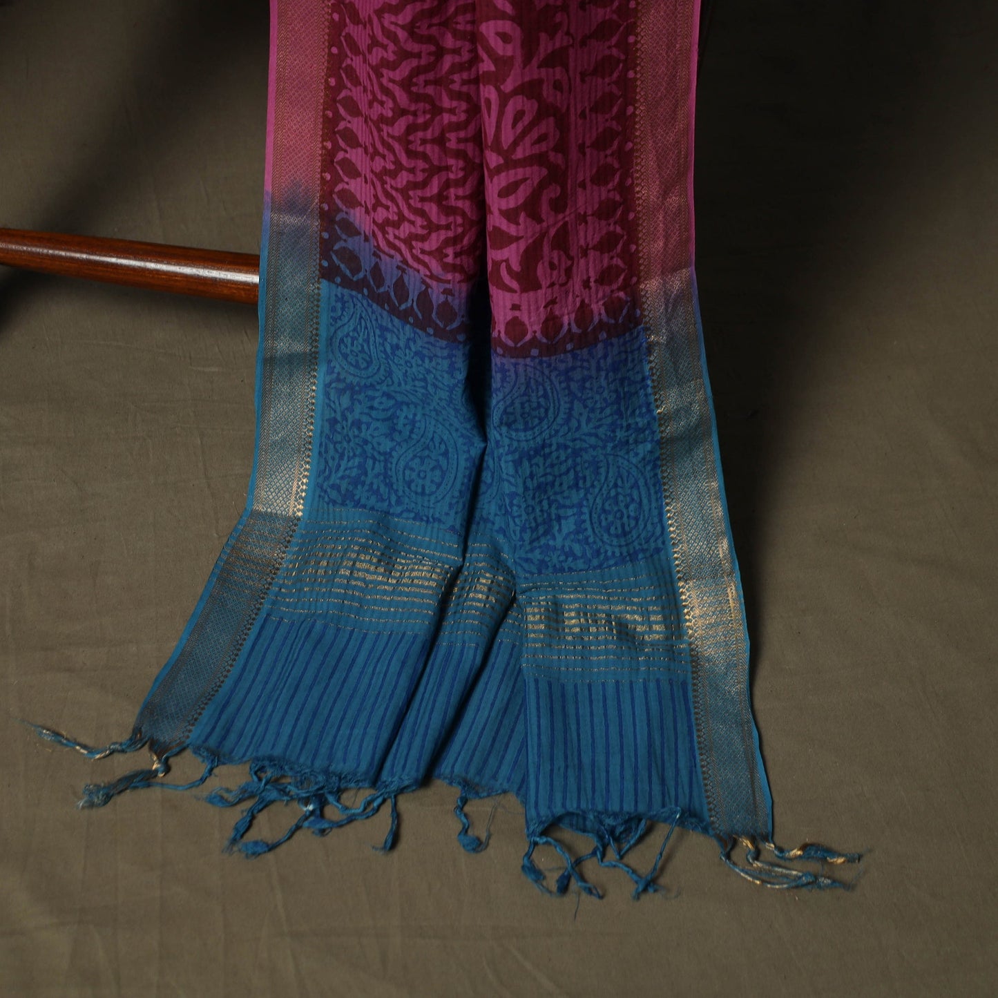 Hand block print mangalagiri cotton 3pc unstitched dress
