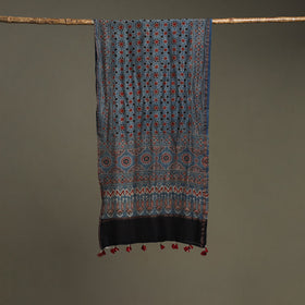 Hand natural dyed chanderi silk stole with tassels 18