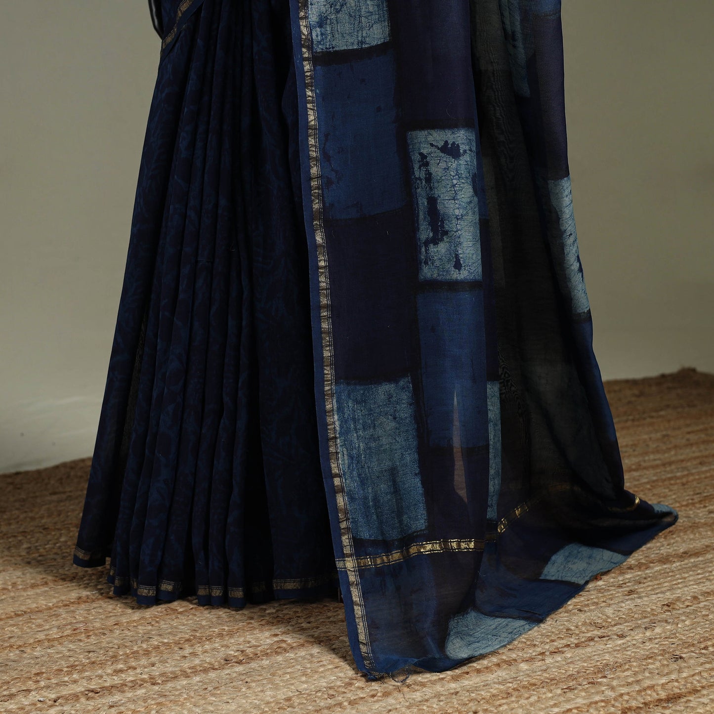 Hand block print natural dyed chanderi silk akola saree 02