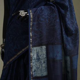 Hand block print natural dyed chanderi silk akola saree 02