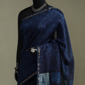 Hand block print natural dyed chanderi silk akola saree 02