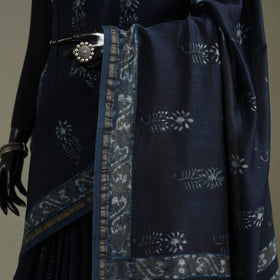Hand block print natural dyed chanderi silk akola saree 03
