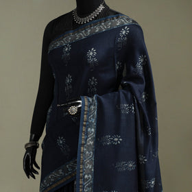 Hand block print natural dyed chanderi silk akola saree 03