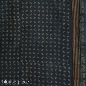 Hand block print natural dyed chanderi silk akola saree 10