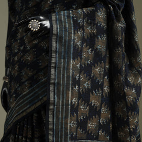 Hand block print natural dyed chanderi silk akola saree 33