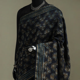 Hand block print natural dyed chanderi silk akola saree 33