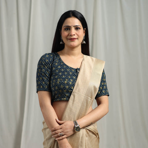 Hand natural dyed cotton readymade blouse 01 - handcrafted