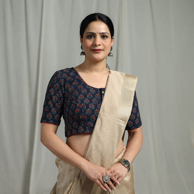 Hand natural dyed cotton readymade blouse 05 - handcrafted