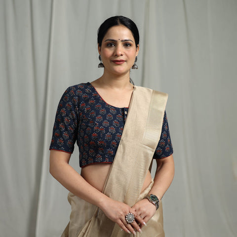 Hand natural dyed cotton readymade blouse 05 - handcrafted