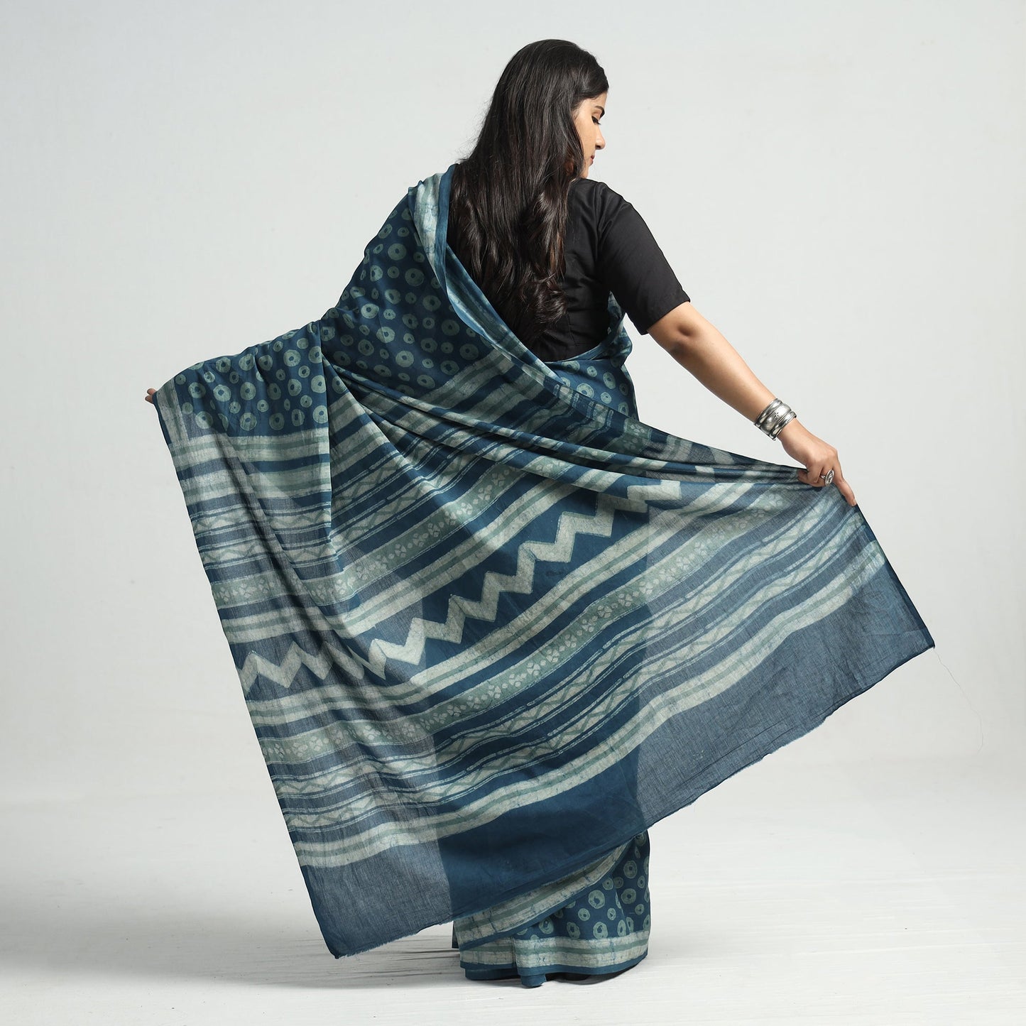 block printed saree