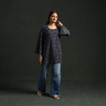 Hand block print natural dyed cotton short ajrakh kurta
