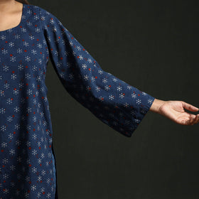 Hand block print natural dyed cotton short ajrakh kurta