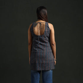Hand block print natural dyed cotton short ajrakh kurta