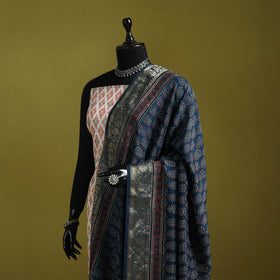 Hand natural dyed dola silk zari border dupatta