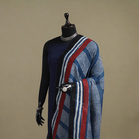 Hand natural dyed linen dupatta with tassels 14