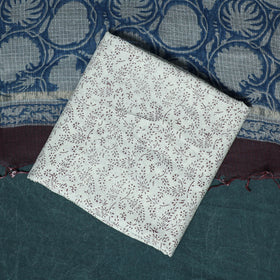 Hand block print sanganeri cotton 3pc unstitched dress