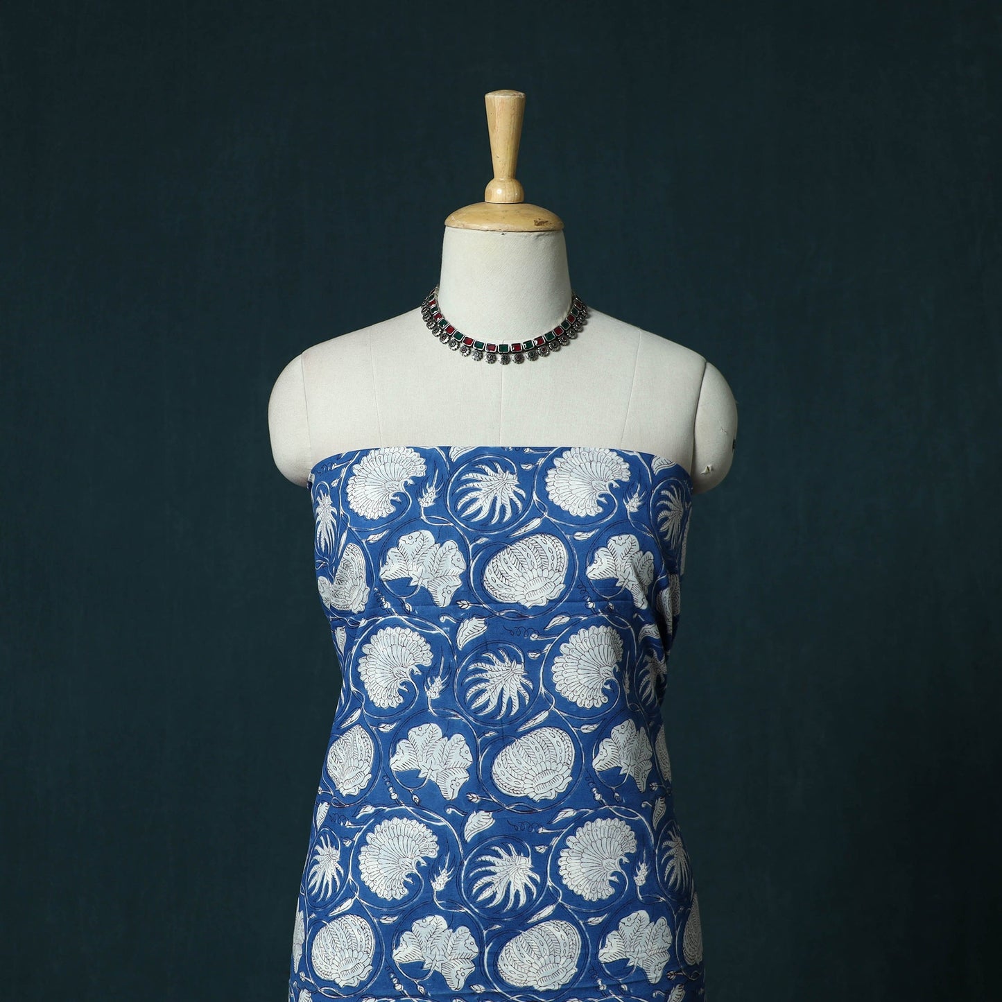 Hand block print sanganeri cotton 3pc unstitched dress