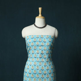 Hand block print sanganeri cotton 3pc unstitched dress