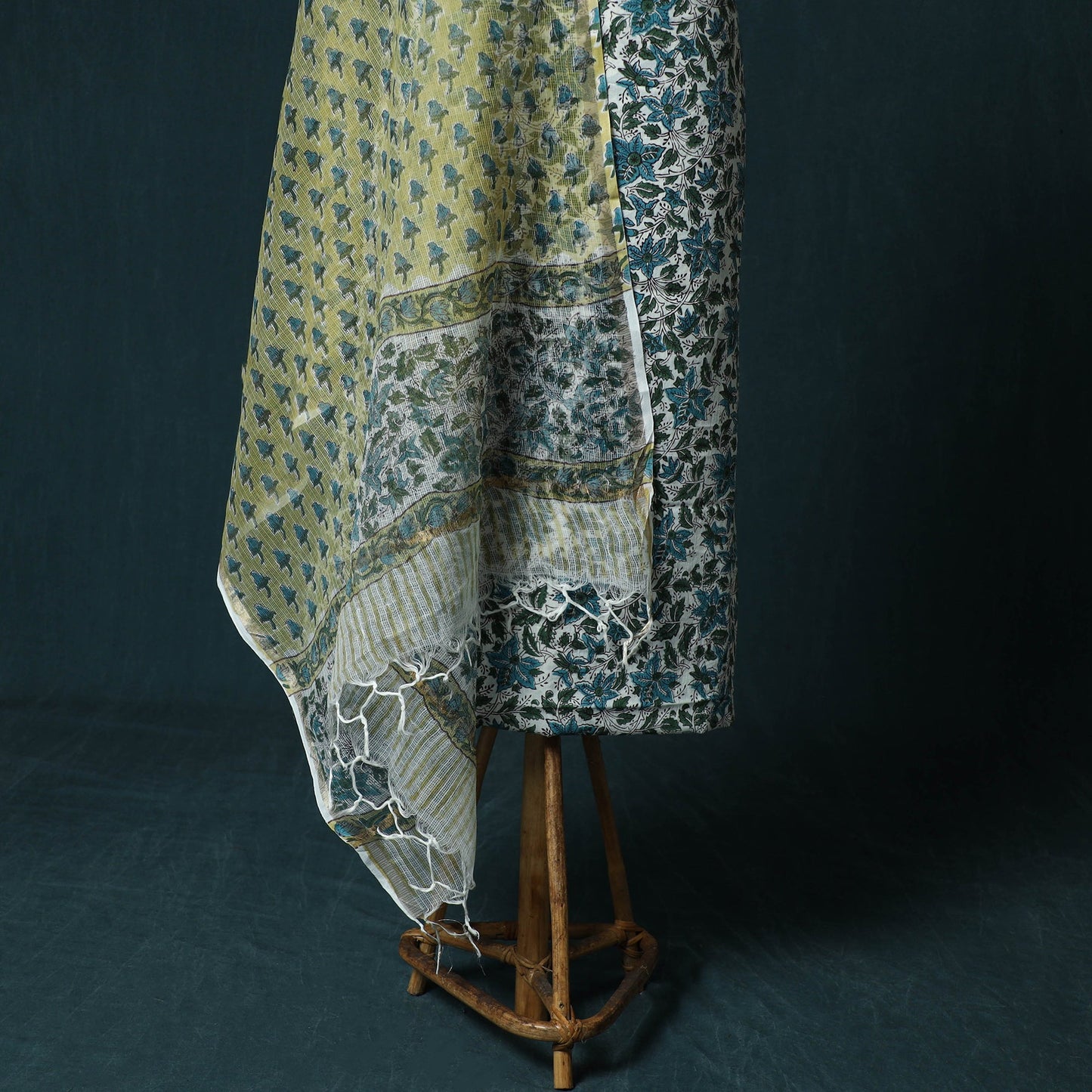 Hand block print sanganeri cotton 3pc unstitched dress
