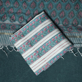 Hand block print sanganeri cotton 3pc unstitched dress