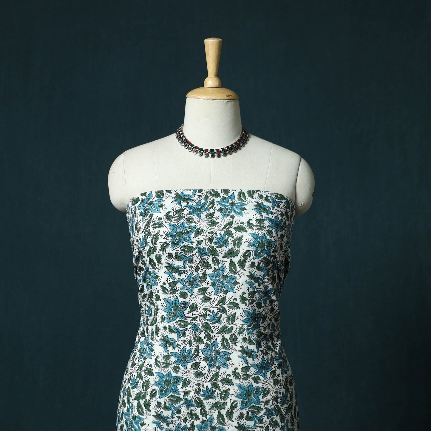 Hand block print sanganeri cotton 3pc unstitched dress