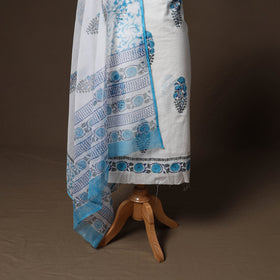 Hand block print sanganeri cotton 3pc unstitched dress